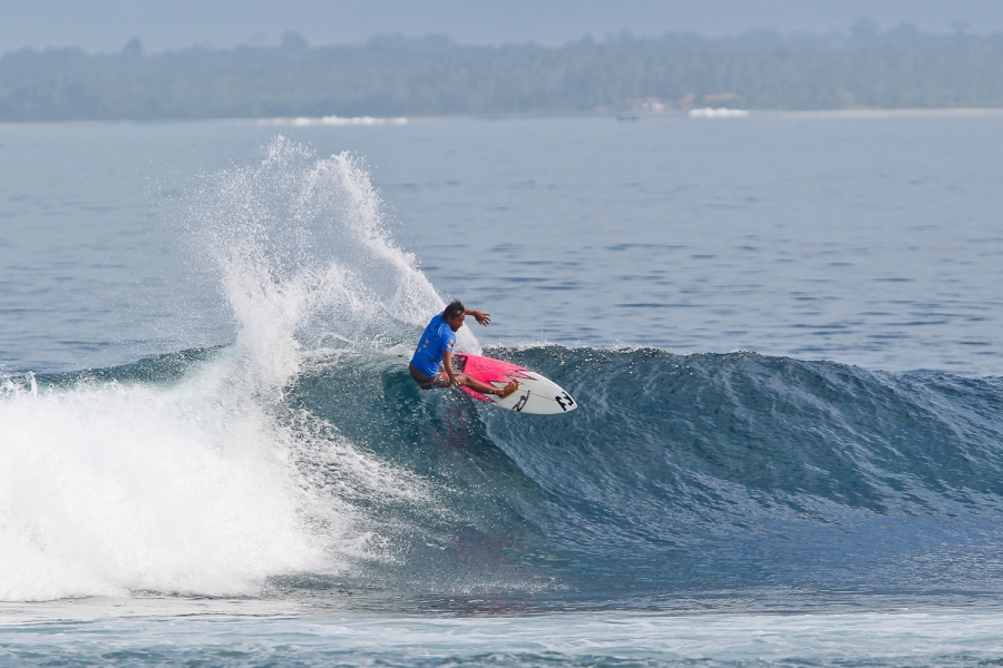 Nyoman &quot;Mega&quot; Artana from Bali, Indonesia, will be hoping for a solid result when he returns to Krui this April. Credit: © WSL /  Tim Hain