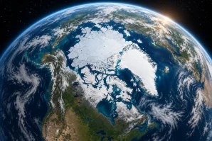 Terra vista do Espaço - (bem visível oPolo Norte)