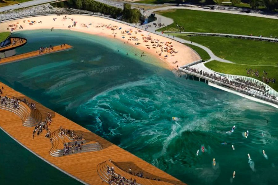 O aspeto do futuro parque de surf.