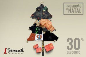 Promoção de Natal com 30% desconto em roupa na Semente Surfboards