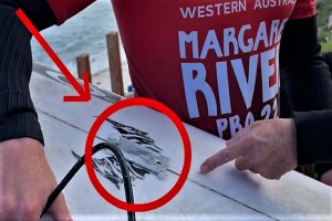 Kolohe Andino colou placas de metal à sua prancha no Margaret River Pro - foi Taj Burrow que o inspirou