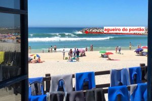 Nesta foto podemos ver o agueiro do pontão. Uma corrente forte que puxa os banhistas para o oceano e ajuda os surfistas a chegarem ao outside com mais facilidade