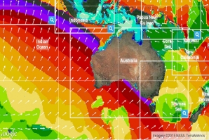 Mapa de previsão do mar que indica a chegada de uma nova ondulação.