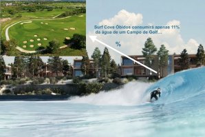 Em termos comparativos a Piscina de ondas do Surf Parque Óbidos consumirá a mesma água anualmente que  2 buracos de um campo de golf !