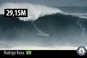 Video explicativo de como foi medida a onda de Rodrigo Koxa que pode tornar-se um novo recorde mundial