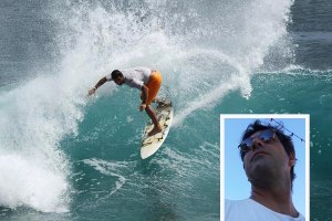 Pedro Barbosa a fazer uma &quot;perninha&quot; em Uluwatu.
