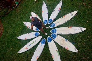 O quiver de Vasquinho para a temporada havaiana.