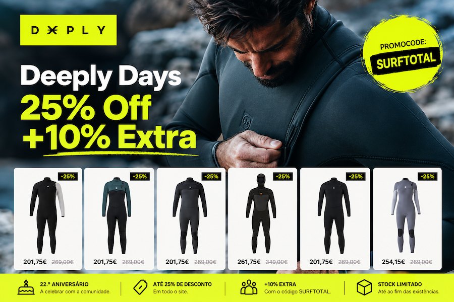 Deeply celebra 22 anos com menos 25% — leitores da Surftotal têm 10% extra de desconto