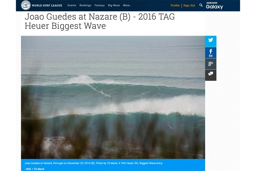 Reprodução da imagem que foi seleccionada para a categoria "Biggest Wave".