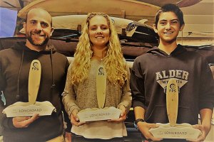 Diogo Gonçalves, Katlhelin Barrigão e Antonio Dantas são os campeões nacionais de longboard 2017