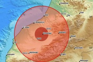 Mapa do epicentro do tremor de terra em Marrocos