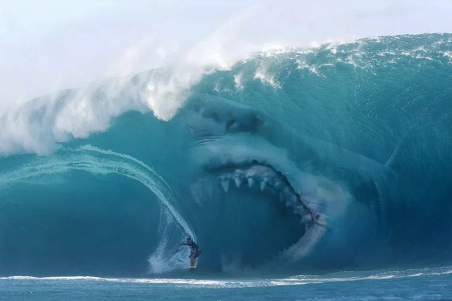 Nenhum surfista quer competir com o mais feroz predador dos mares.