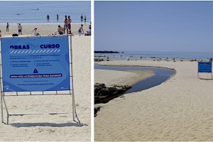 Painel de sinalização recentemente instalado para desaconselhamento de banhos na zona da Riguinha/Carcavelos, em Matosinhos