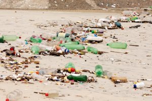 PRAIA NO RIO DE JANEIRO COBERTA DE LIXO PLÁSTICO